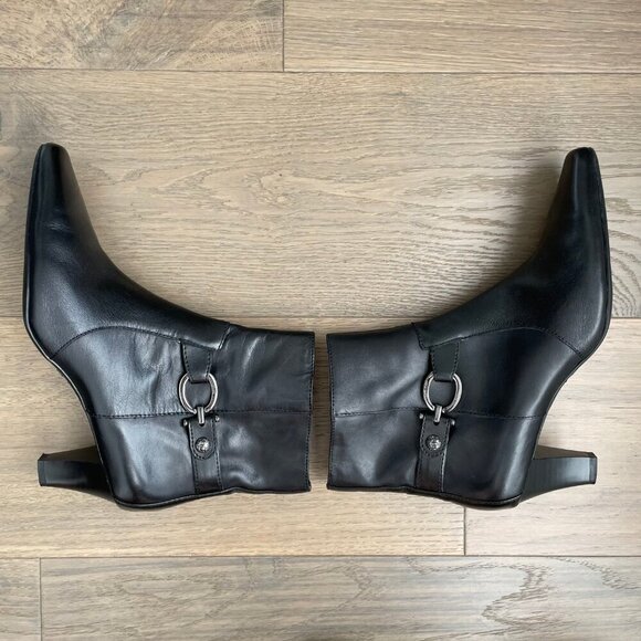AK Anne Klein Greta iflex Leather Booties Silver Hardware Side Zip Black 8M NWOT - Picture 6 of 13